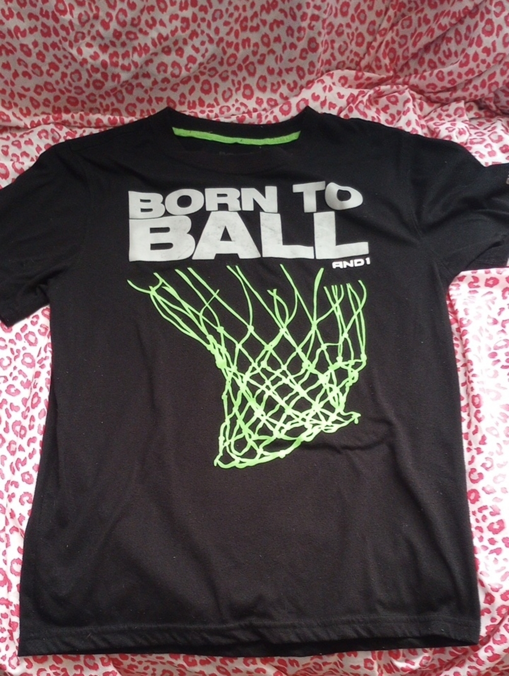 And1 Black Tee with White and Neon Green Graphic